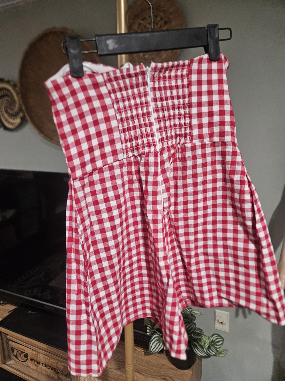 Altar'd State NWT Red Gingham Strapless Bow Romper XS Cottagecore - Picture 13 of 16